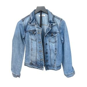 Refuge Women's Blue Denim Jean Jacket Classic Fit Button Front Trucker Style Med